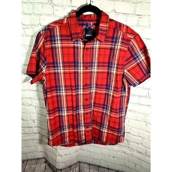 PRANA MENS SHORT SLEEVE PLAID BUTTON FRONT SHIRT (M)  NEVER WORN, NO TAGS    F-2 - Picture 2 of 6